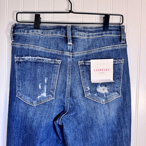 NWT Lovervet by Vervet High Rise Flare Jeans Distressed Raw Hem Size 28/7 - Picture 6 of 13